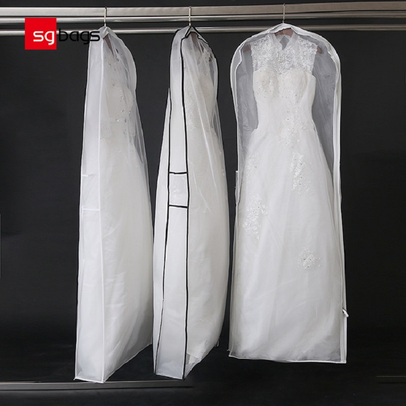 SGW08 2020 Προσαρμοσμένο τυπωμένο έξτρα μακρύ νυφικό αναπνεύσιμο φόρεμα φόρεμα φόρεμα τσάντα ρούχα για νυφικό