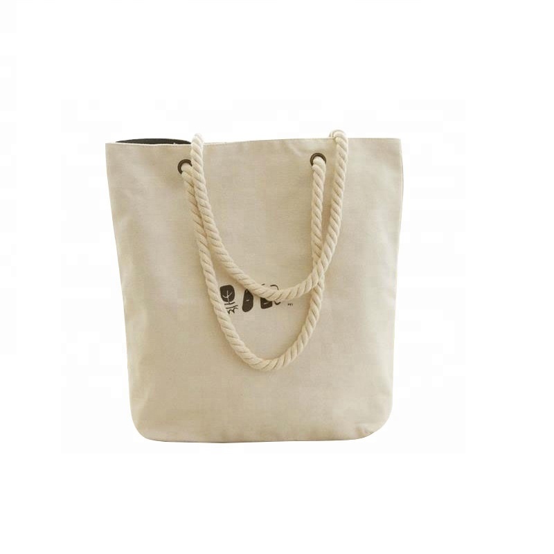 SG62 OEM ανακυκλώσιμη τσάντα Σούπερ μάρκετ Shopper τσάντα αγορών βαμβάκι καμβά Tote τσάντα σχοινί τσάντα παραλία Custom Logo